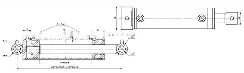 American market double Acting welded tee series hydraulic cylinder