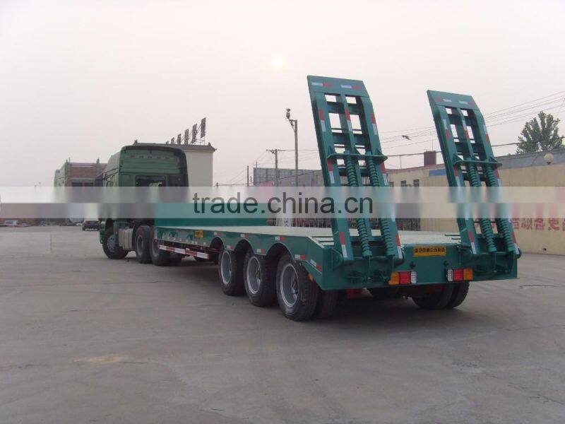 Tri-axle 60 tons extendable low bed semi trailer, wind power transporter truck trailer