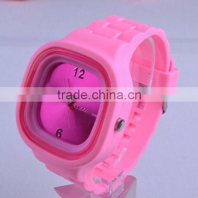 Stylish square face quartz silicon jelly watch