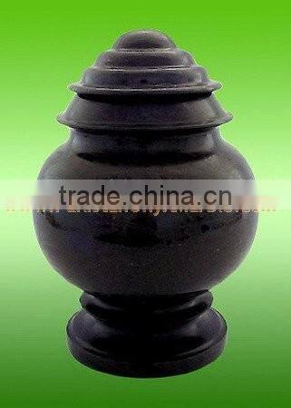 DECORATIVE JET BLACK MARBLE URNS