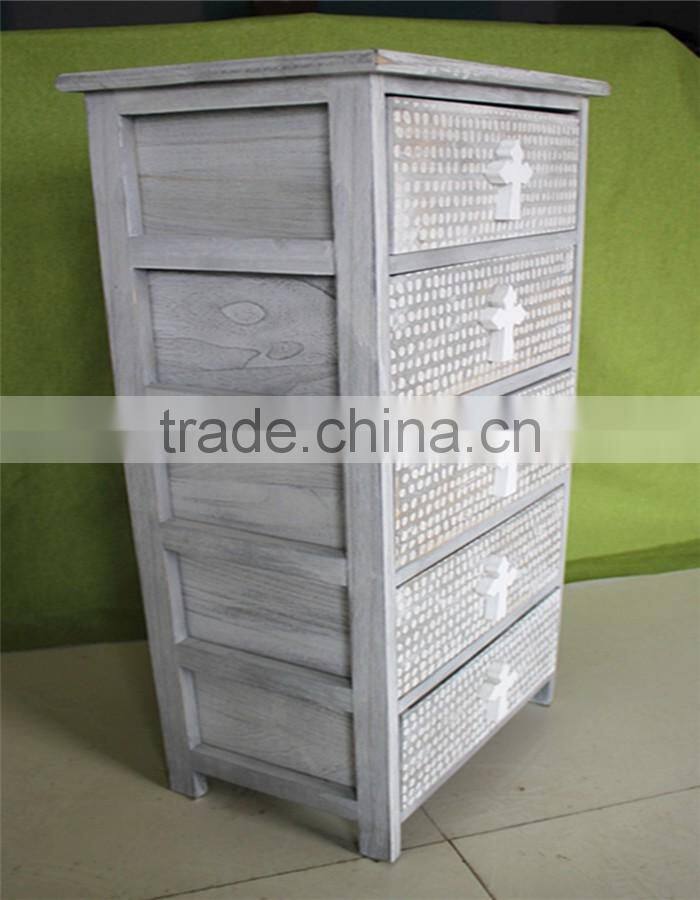 Unfinished reclaimed primitive wood carving furniture for 5 hole