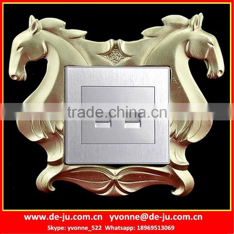 White Horse Couple Floral Socket Frames Sticker