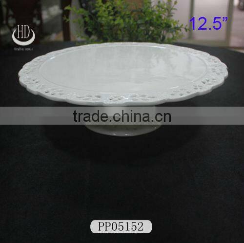 carving ceramic cake stand cake plate,embossed cake stand,ceramic cake stand