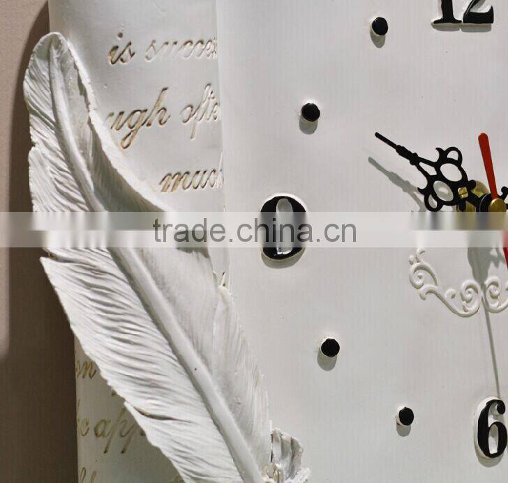 Modern 3d book design resin wall clock for living room
