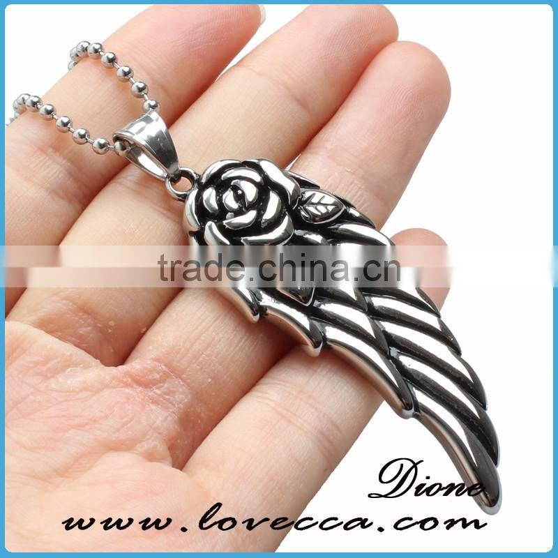 Various designs wholesale titanium antique color men feather pendant in stainless steel