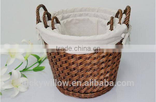 new wicker storage basket with 2 loops handles