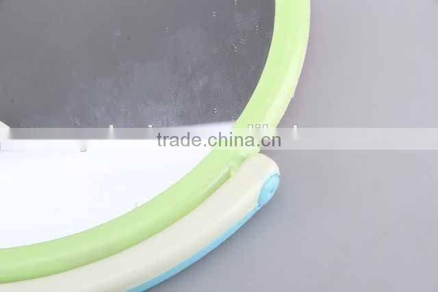 Colorful round plastic double sided with double round foot base mirror