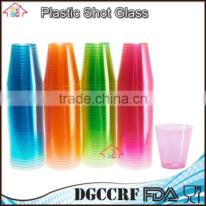 NBRSC Hard Plastic Shot Glasses cup, 2oz. Shooter Tumblers Party Cups in Neon Colors