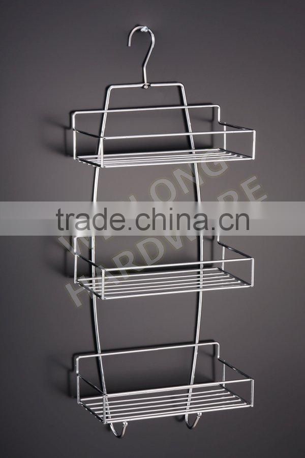 triple-decker metal iron bathroom rack