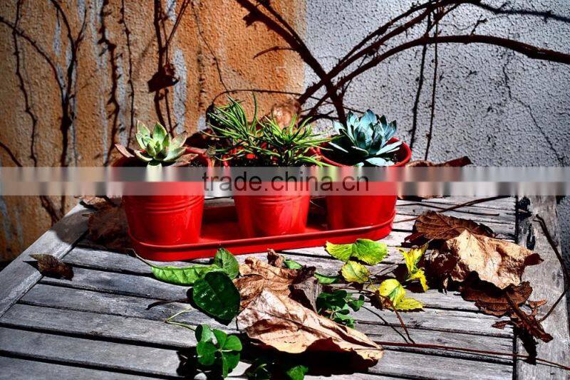 Metal Planters Set metal flower pot set with tray for home decor