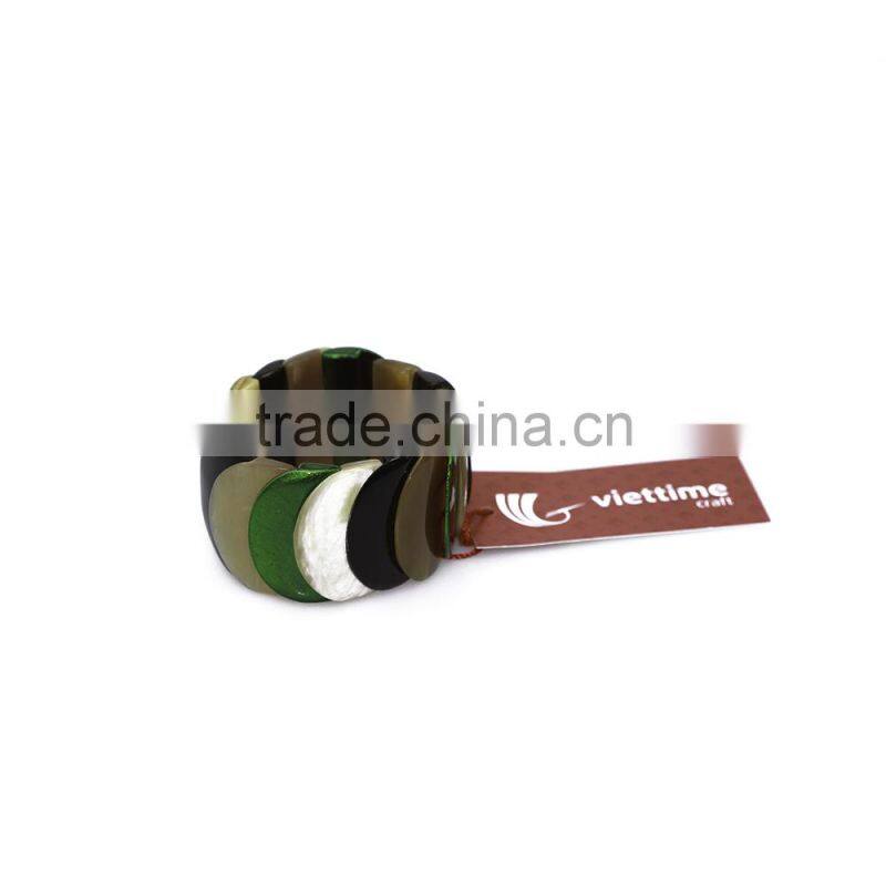 Water buffalo horn bracelet black with many different colors and designs