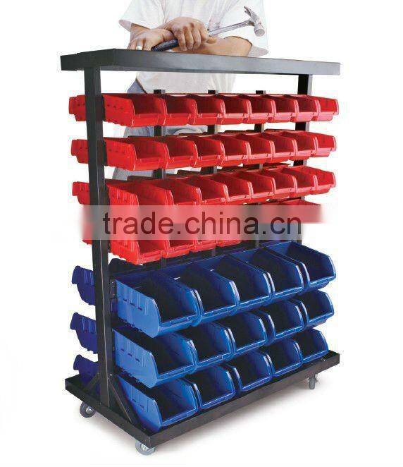 94 Bin Mobile Double-Sided Floor Racktorage rack, 94 plastic storage bin kit, combination boxes(202709)