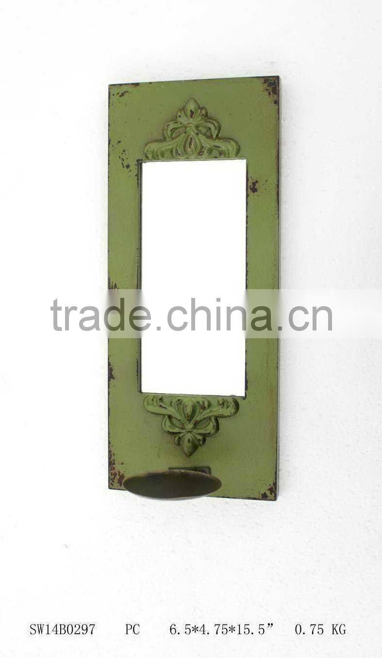 green color wall candle holder in wood design