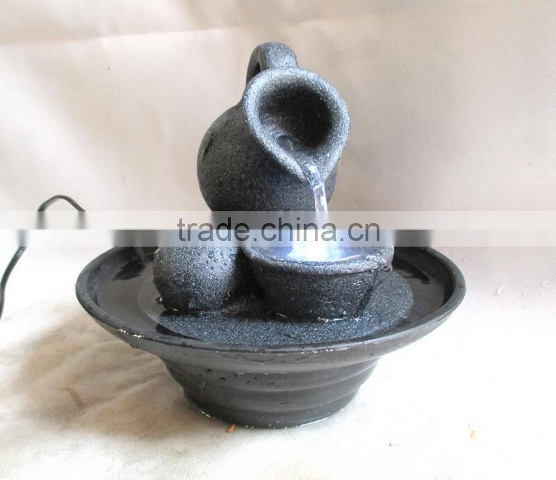 Resin table water fountain with teapot & bowl decoration