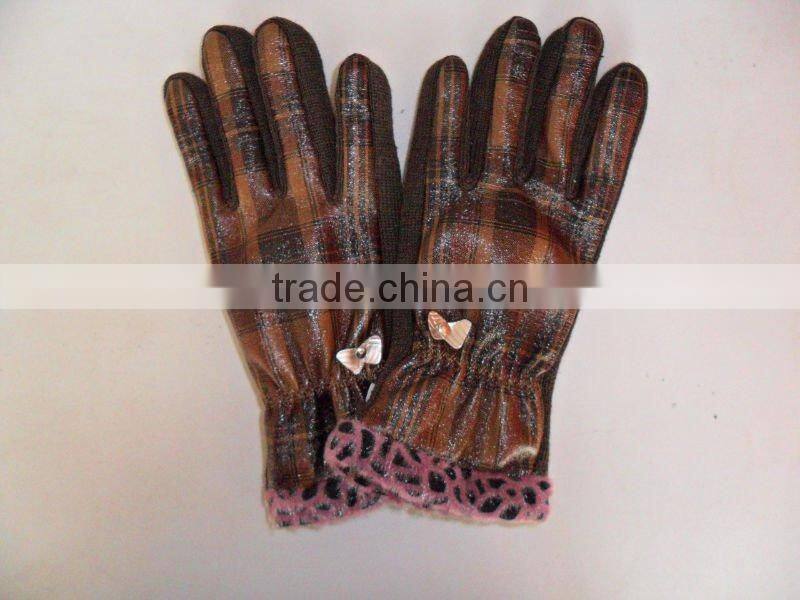 fashion leather glove for ladies