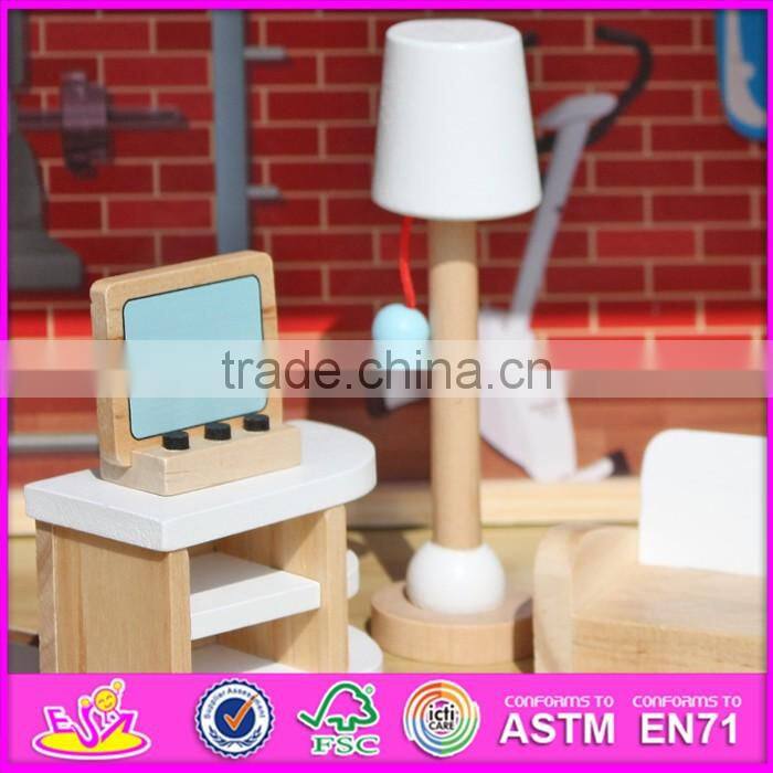 2016 New design children big wooden toy fire station for sale W06A138