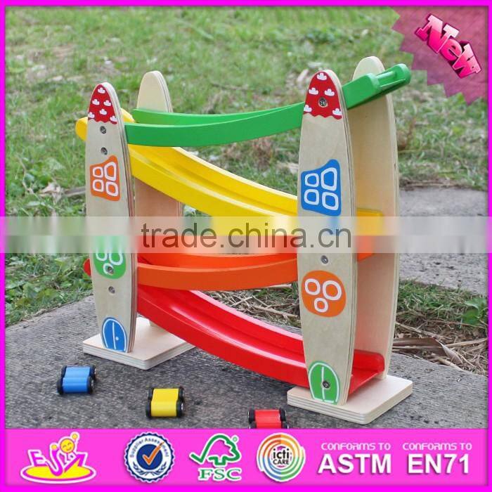 2017 new design 4 levels funny kids wooden race track toy W04E053