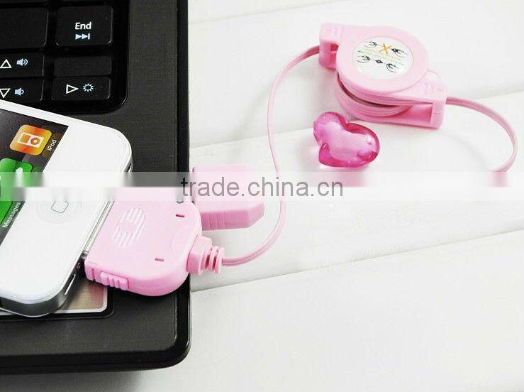 For Phone4 4S retractable usb USB Charging Cable Charger line