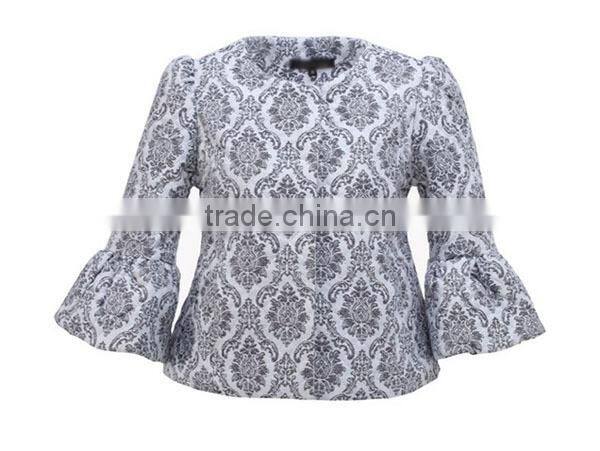 Trendy fashion pullover short style peplum blazer with flared sleeve