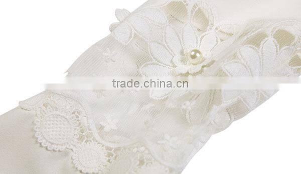 trendy fashion lace sleeve pure white sexy party blouse