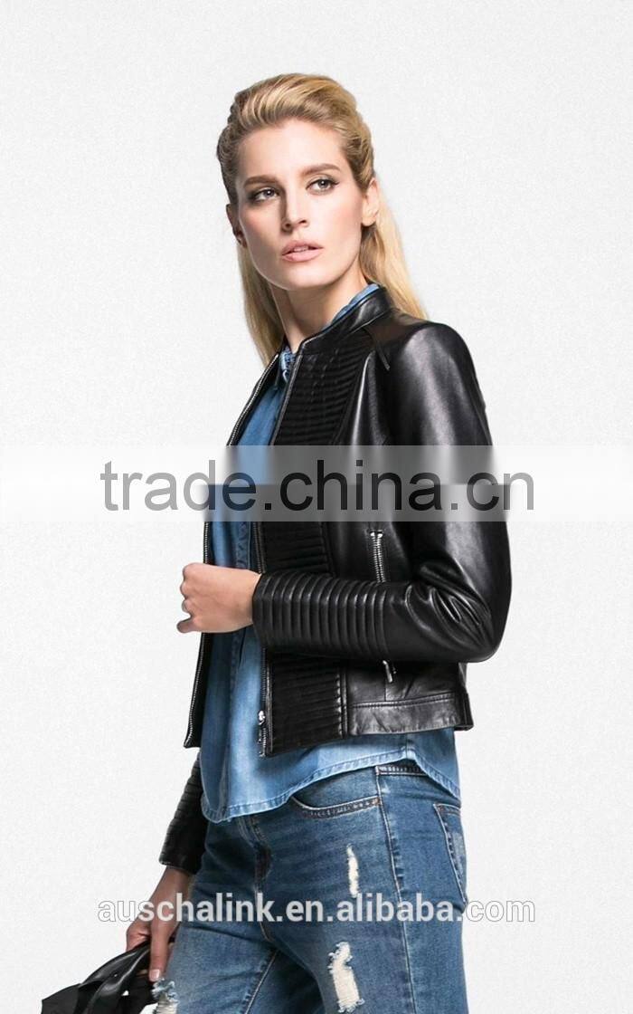 autumn custom short style washed sheep leather jacket fashion design