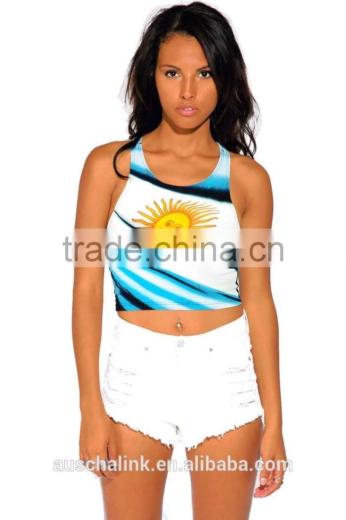 summer ladies custom flag sun graphic sexy crop tank tops