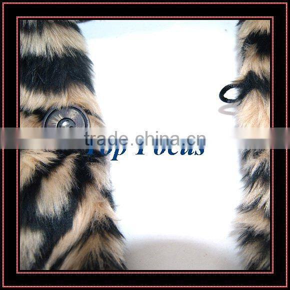 HIGH QUALITY FLUFFY FAUX FUR ANIMAL HOOD KID'S HATS LEOPARD