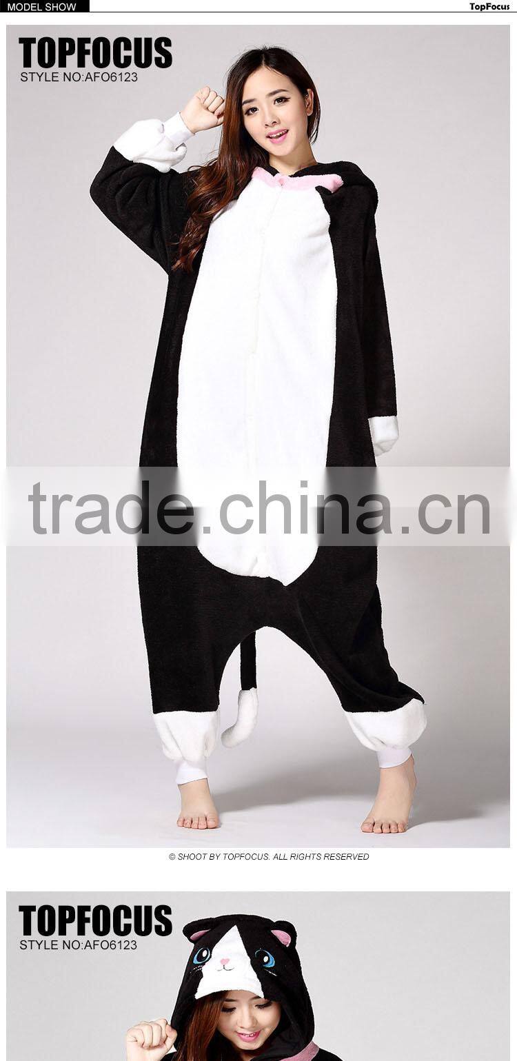 Flannel Fleece Cat Funny Carnival Costume Adult Couple Animal Onesie wholesale