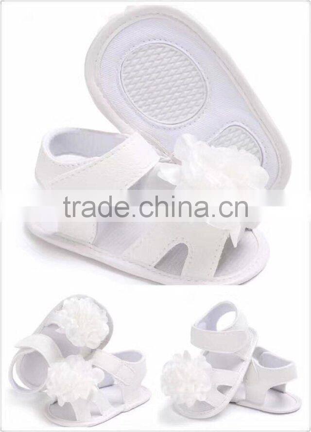 2017 New arrival Outdoor summer Pink infant foot wear breathable baby girls shoes sandals white kid flower shoes