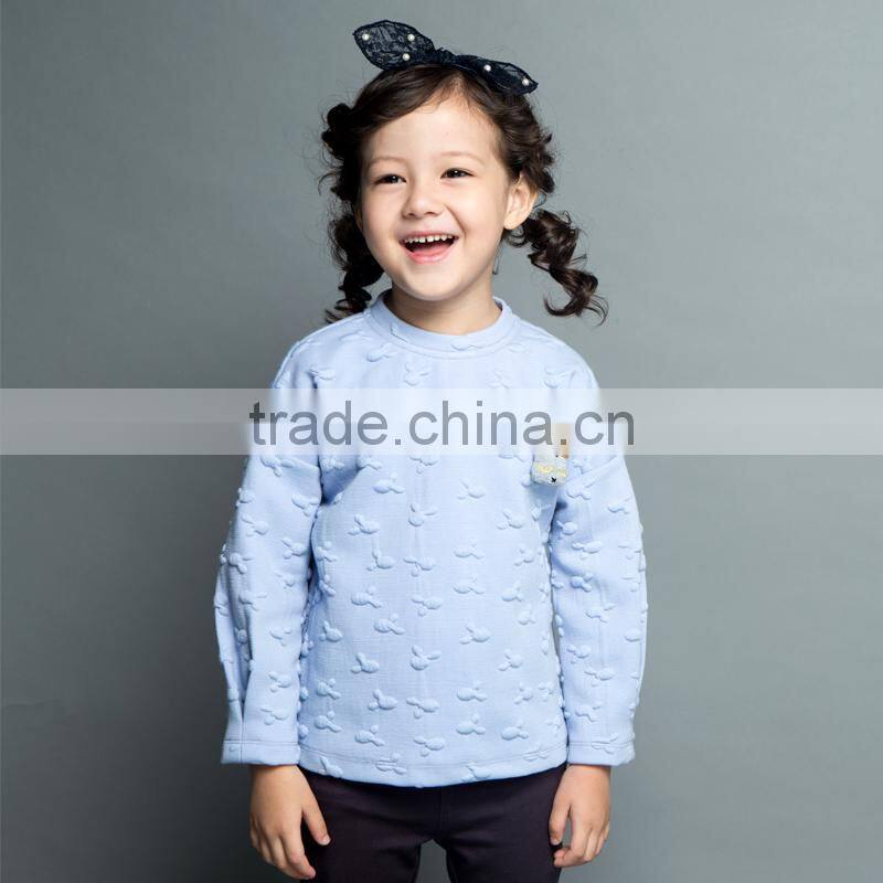 2017 Spring Girls Party Frock With Embossed Pattern Children Cotton Dresses