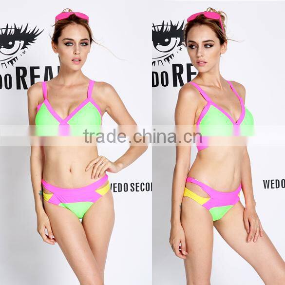 2015 latest sexy girls set push-up padded bra swimwear SV002918