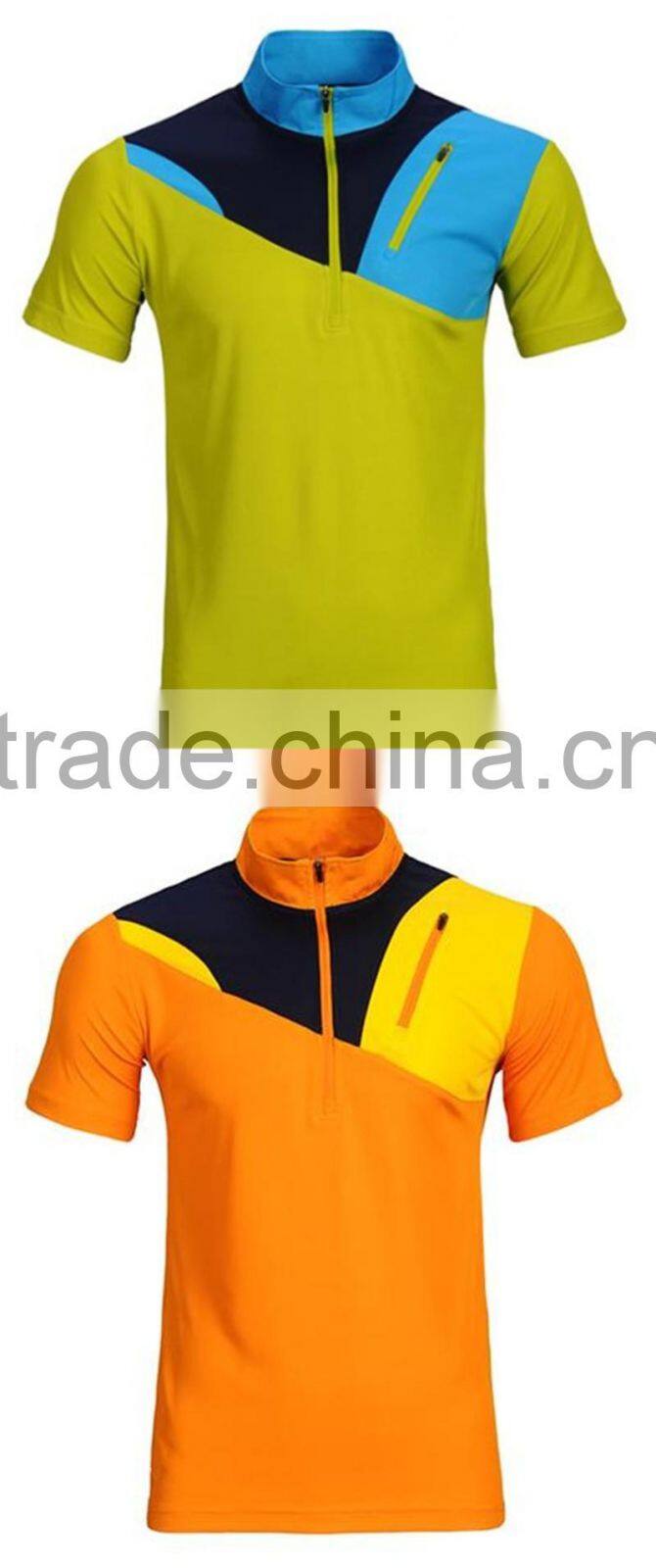 100% Polyester Mens Short Sleeve Sports Casual Custom Colour T-shirts Men Clothing Collar Shirts