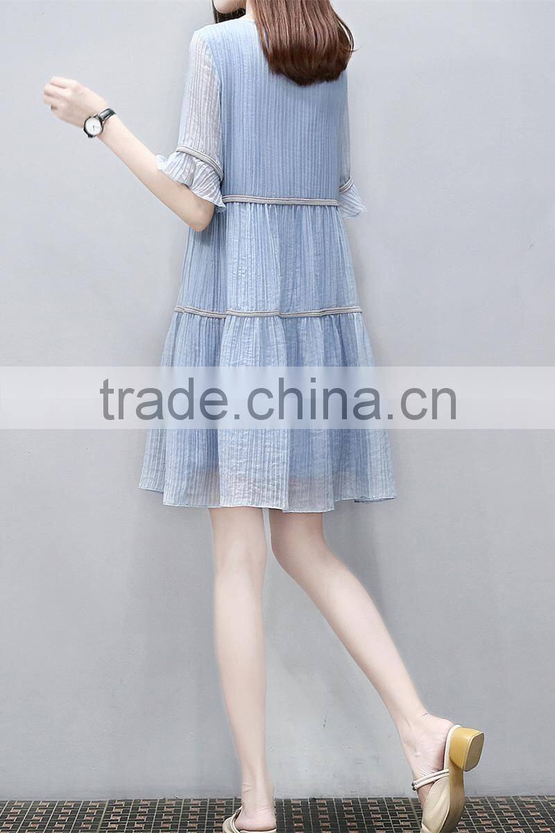 Z&M Women's 2017 blue lace dress night wearing dress ladies wear dress