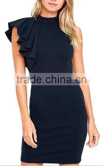 Runwaylover EY2212D Hot Style 2017 Ladies Elegant Falbala Sleeve Bandage Dress