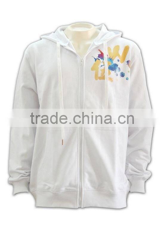Trade Assurance BSCI customized design 2016 embroidery/screenprint wholesale white hoodie