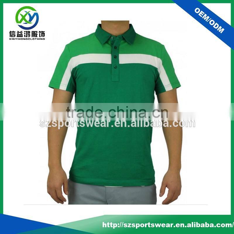 Green color slim fit mens performance golf polo shirts with custom logo