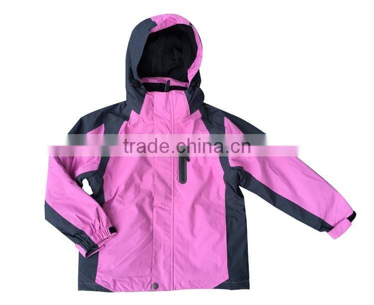 Waterproof pink 3 in 1ski jacket latest kids padded girl ski jacket