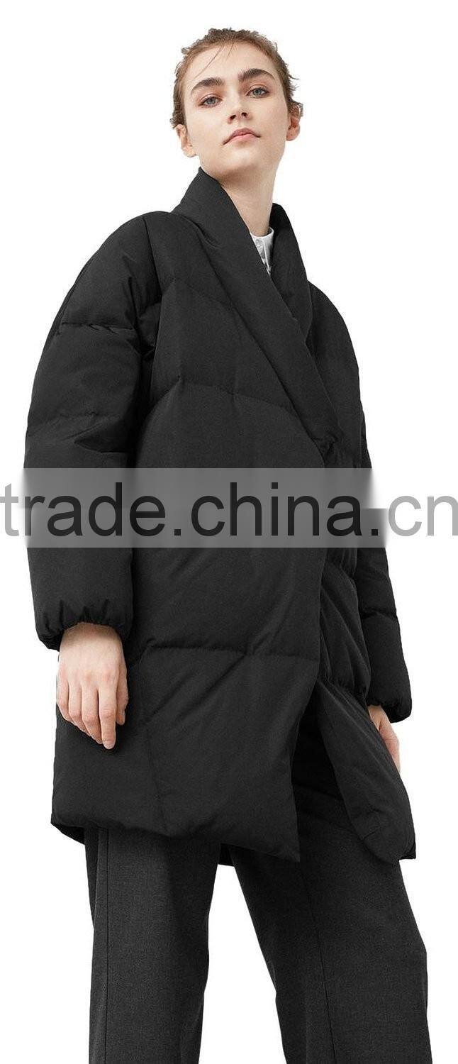Women's black quilted loose fit down garment/jacket