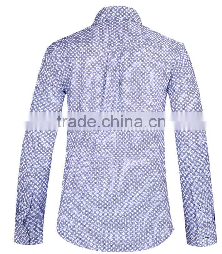 2017 customized printing men's long sleeve shirt with contrast collar and cuff