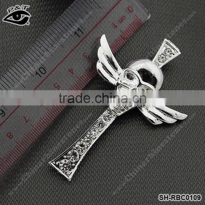 Cross Shaped New design Special Cross design rhinestone brooch for bridal
