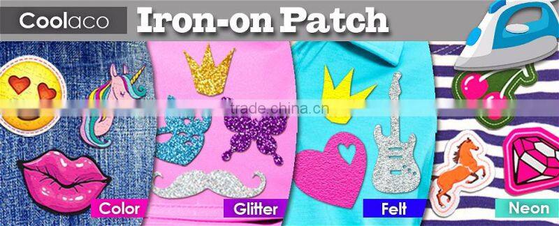mini Glitter Iron on PU patches colorful patch fabric patch