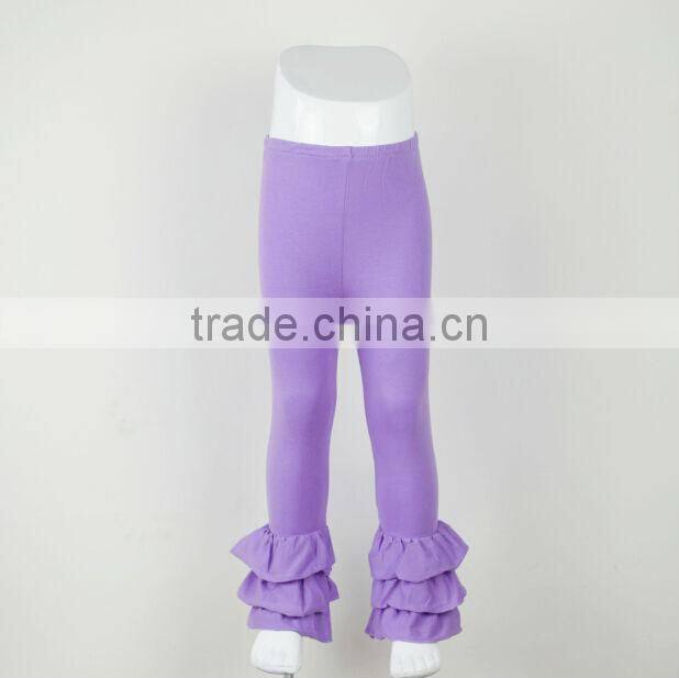 Wholesale Summer pants fashion style girls leggings Triple ruffle cotton pants baby ruffle pants for kids