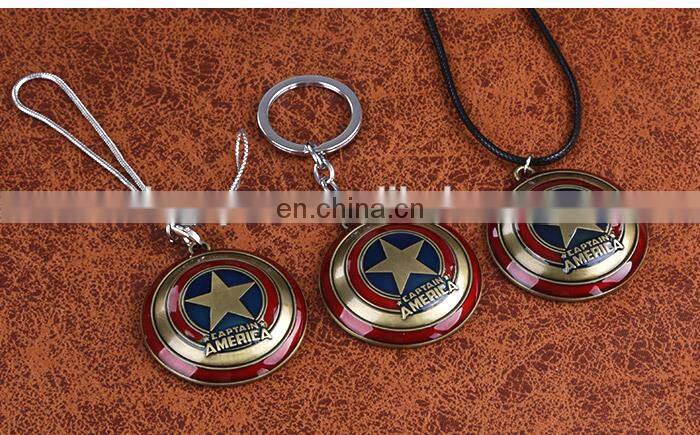 Fashion Anime Bronze The Avengers Key Chain Wholesale Fashion Cos New Hot Captain America Key Chain