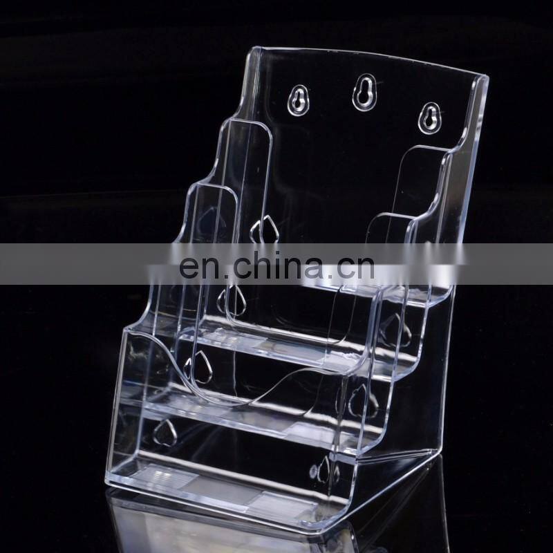 Custom 4 tiers wall mounted and tabletop clear acrylic brochure magazine holder