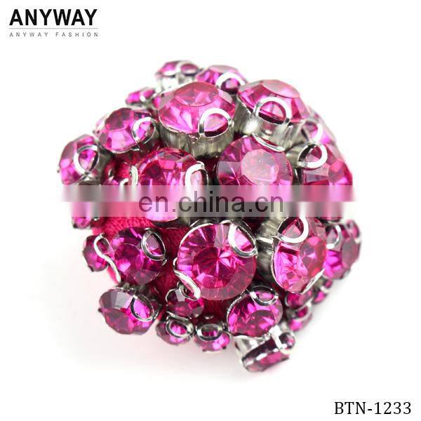 Fancy Red Cheap Button with Flatback Rhinestone for Fashion Wear