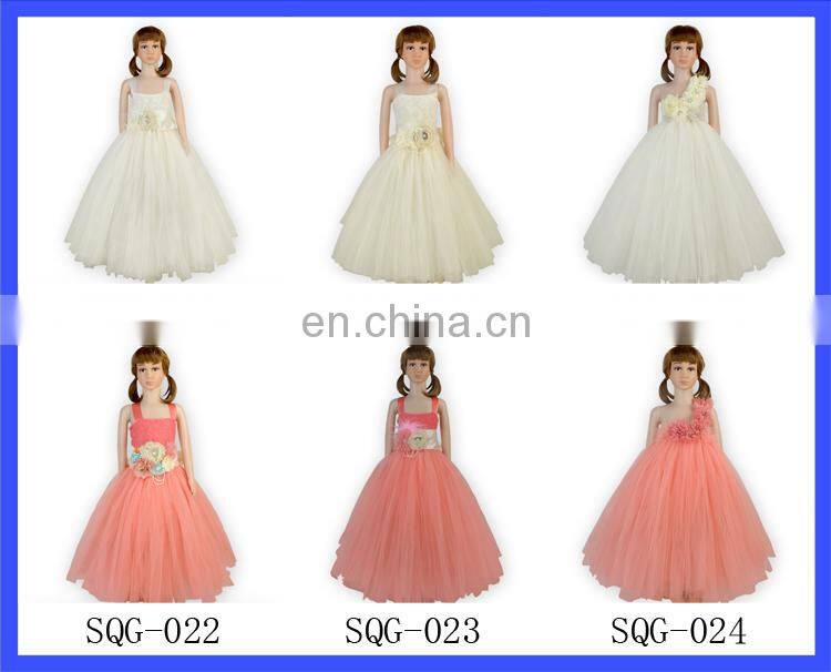 Newest Girls Floor Length Pattern Wedding Gowns Fancy Kids Casual Tulle Ball Gowns Children Boutique Wedding Dresses