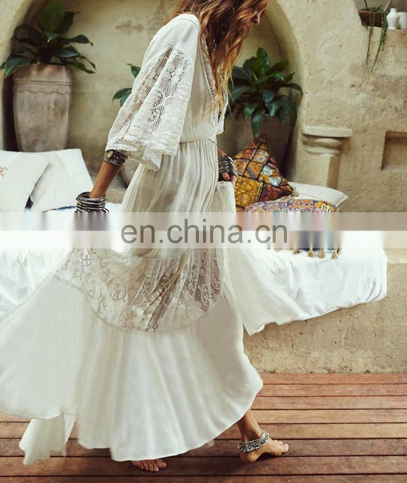 New Long Beach Dress Cotton Lace Beach Cover up Pareos de Playa Mujer Bikini cover up Saida de Praia Swimsuit Cover up