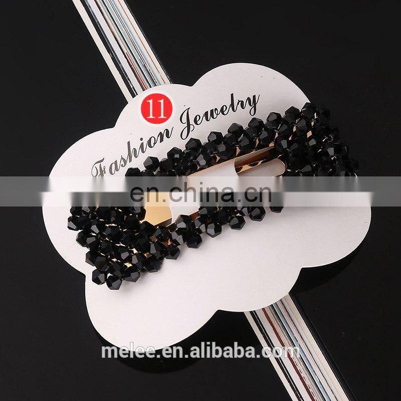RTS Wholesale Custom Hair Accessories Fashion Girls Flat Hairgrip Hair Pin Crystal Rhinestone Barrette Hair Clips For Women