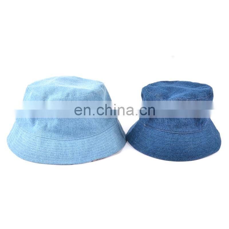 Summer denim blank reversible custom made bucket hat