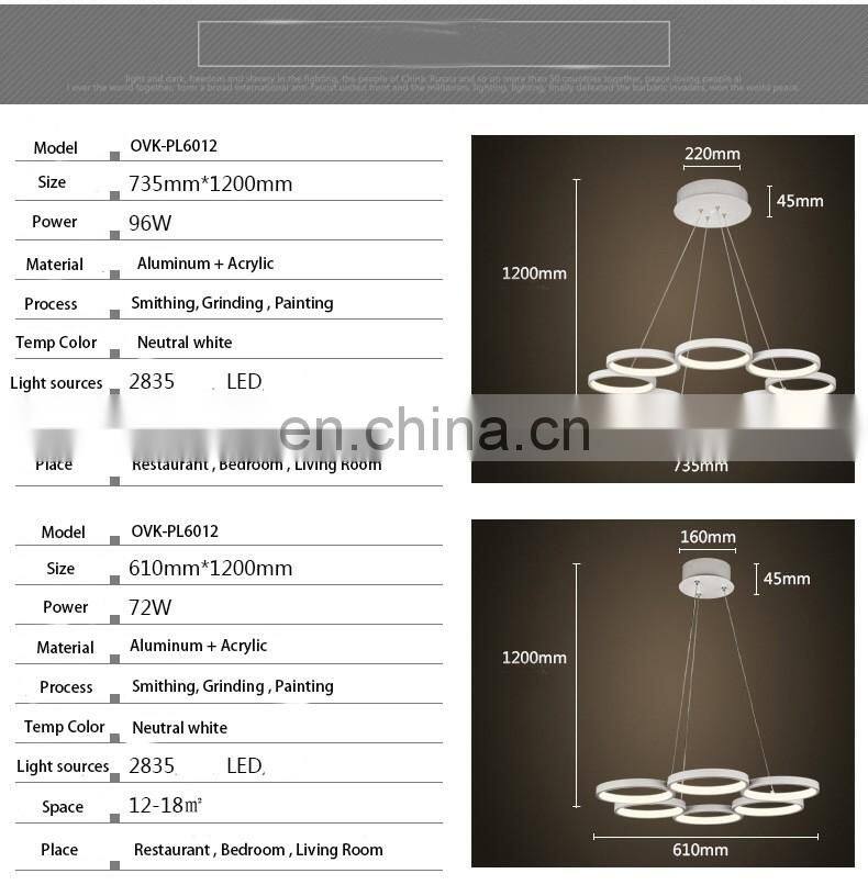 hot sale modern simplified bedroom stydy remote ring light acrylic led light pendant